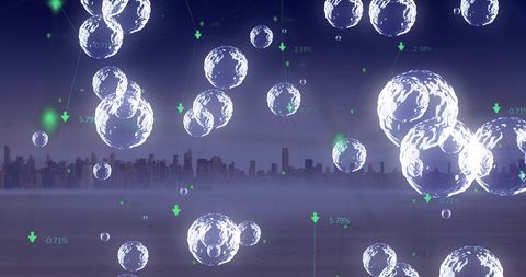 Digital Bubbles Overlaying Cityscape Symbolizing Connectivity - Download Free Stock Images Pikwizard.com
