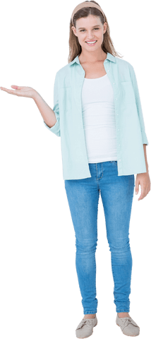 Smiling Woman With Transparent Background Presenting Open Hand - Download Free Stock Videos Pikwizard.com
