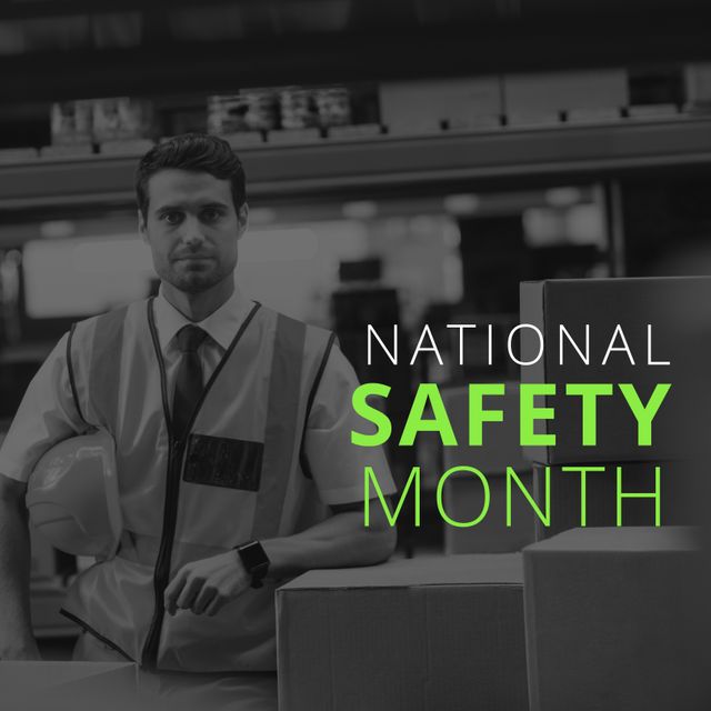 National Safety Month Promotion with Confident Caucasian Factory Owner - Download Free Stock Templates Pikwizard.com