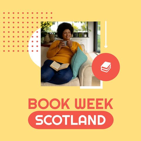 african american woman reading for book week scotland celebration - Download Free Stock Templates Pikwizard.com