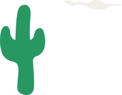 Minimalist cactus and white cloud illustration on transparent background