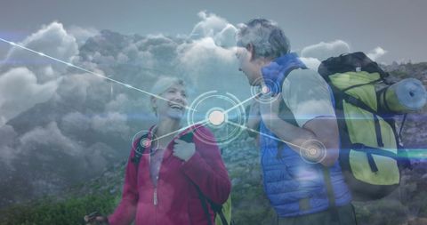 Senior Couple Enjoying Hiking Amid Network Connections - Download Free Stock Images Pikwizard.com