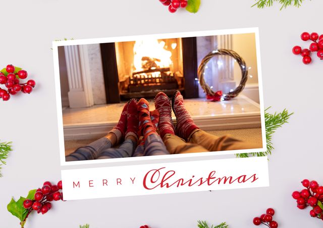 Family Cozying Up By Fireplace with Christmas Decor - Download Free Stock Videos Pikwizard.com
