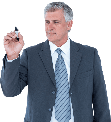 Mature Businessman Writing with Transparent Marker in Suit - Download Free Stock Videos Pikwizard.com