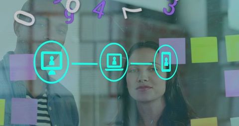 Diverse Office Team Brainstorming Digital Technology Concepts