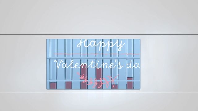 Digital animation featuring creative Valentine's Day message with visual theme of test tubes and a lab environment. Suitable for use in healthcare promotions, medical and pharmaceutical social media posts, or e-cards celebrating both science and love. Ideal for conveying appreciation and seasonal greetings in educational technology settings.