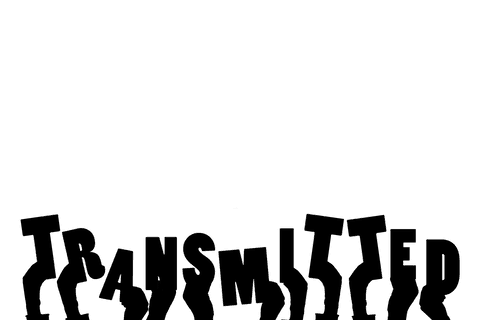 Silhouette of hands holding text elements on transparent background