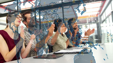 Innovative Team Collaboration with Digital World Map Interface