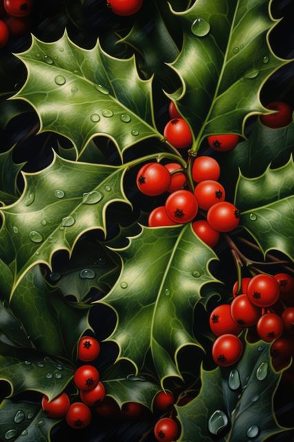 Full frame of holly and red berries background, created using generative ai technology - Download Free Stock Photos Pikwizard.com