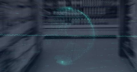 Digital Globe Hologram Over Abstract Business Interiors - Download Free Stock Images Pikwizard.com