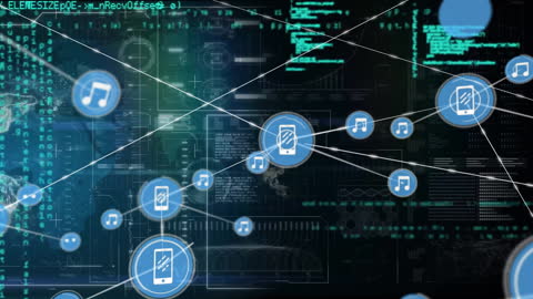 Digital Data and Music Network Connections Animation