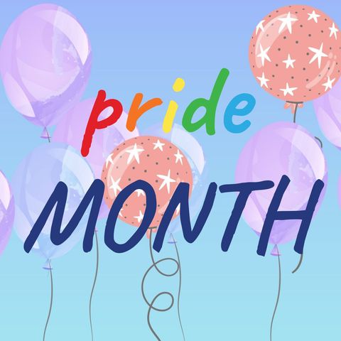 colorful pride month celebration balloons on blue background - Download Free Stock Templates Pikwizard.com