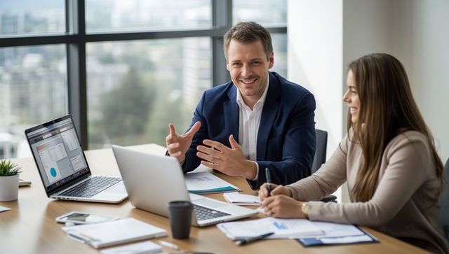 Business Meeting in Modern Office with Technology Integration