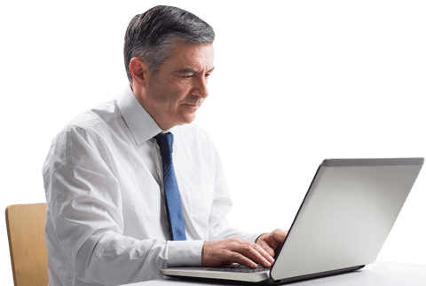 Mature Businessman in Tie Using Laptop with Focused Expression on Face - Download Free Stock Videos Pikwizard.com