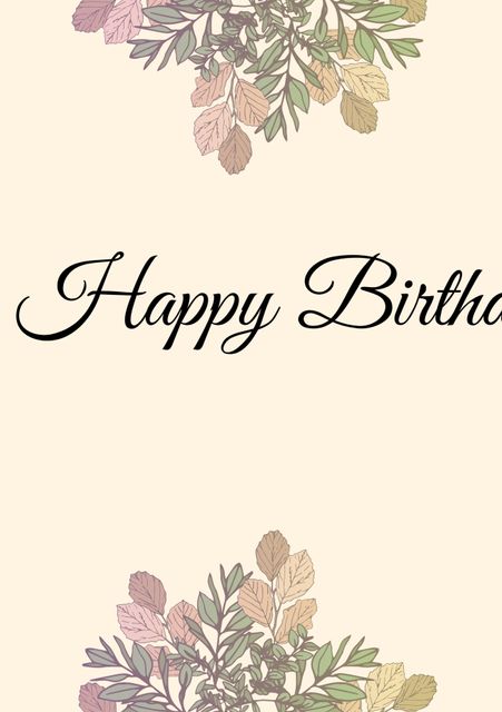 This elegant botanical birthday card template features a graceful floral border. The soft pastel colors and delicate artwork make it ideal for conveying heartfelt birthday wishes. This versatile template can also be used for occasions like weddings and Mother's Day. Perfect for creating personalized greeting cards, invitations, and celebratory messages.