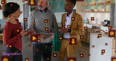 Diverse Business Team Engaging with Digital Network