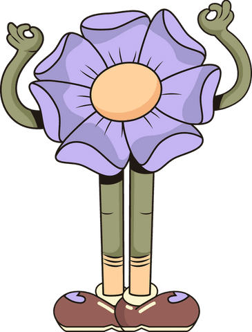Cartoon Flower Character Striking OK Pose on Transparent Surface