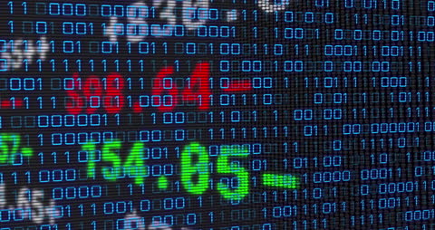 Binary Code Overlaying Financial Data Animation