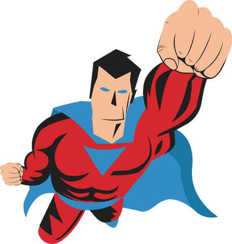 Vigilant superhero flying in red suit on transparent background
