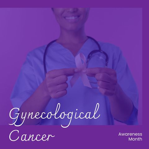 Gynecological Cancer Awareness Month with Doctor Showing Ribbon
