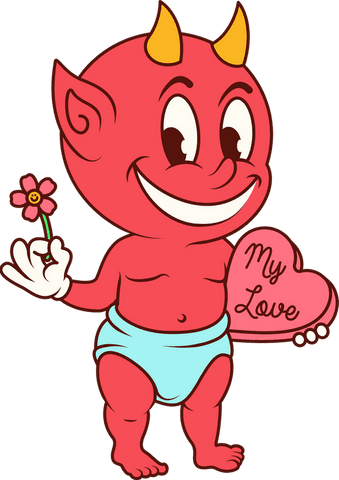 Playful Devil Baby Holding Love Heart on Transparent Background - Download Free Stock Videos Pikwizard.com