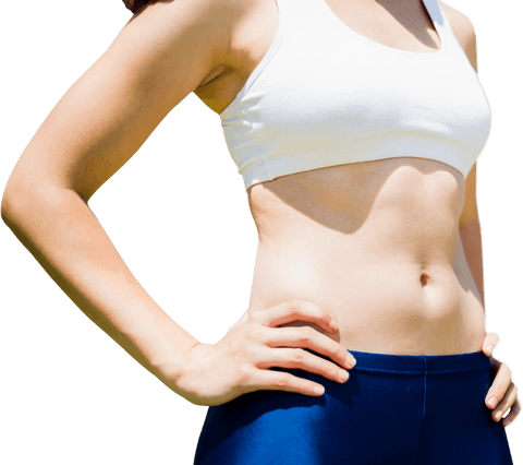 Athletic Female Midsection Isolated with Hands on Hips Transparent
