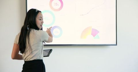 Businesswoman Analyzing Data in Professional Presentation