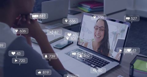 Connecting via remote video call with social engagement overlays and live reaction icons