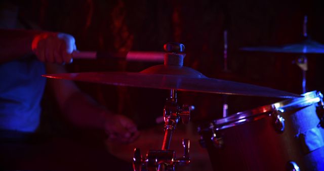 Drummer Performing Live with Dramatic Stage Lighting - Download Free Stock Images Pikwizard.com