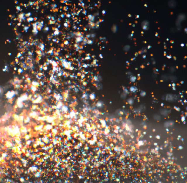 Image of close up of multiple colourful particles on dark background. Tecture, colour and pattern concept.