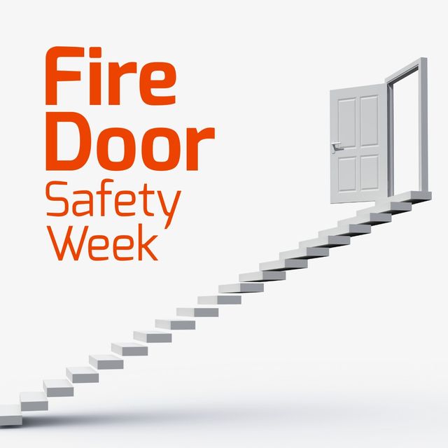 Fire Door Safety Week Concept with Staircase and Open Door - Download Free Stock Templates Pikwizard.com