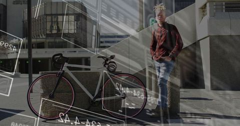 Stylish Young Adult with Road Bicycle in Urban Plaza Setting