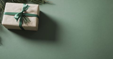 Minimalist Gift Box with Green Ribbon for Special Occasion - Download Free Stock Images Pikwizard.com