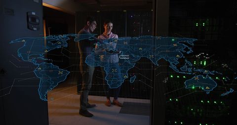 digital map interface displayed in server room - Download Free Stock Images Pikwizard.com