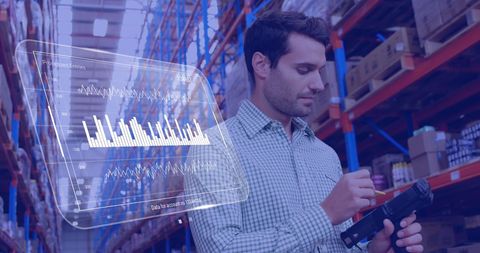 Digital data overlay with warehouse worker