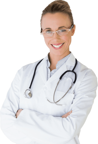Transparent Background of Cheerful Female Doctor Crossing Arms - Download Free Stock Videos Pikwizard.com