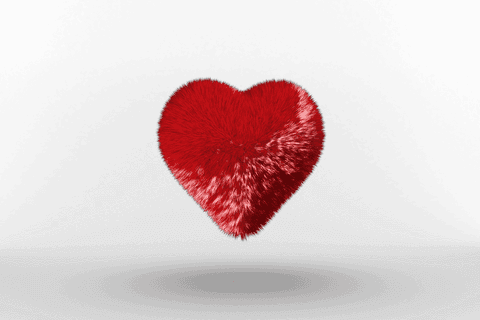 Fluffy Red Heart Pillow on Transparent Background for Valentine’s Day