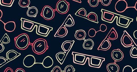 Colorful Outline Glasses Pattern on Black Background - Download Free Stock Images Pikwizard.com