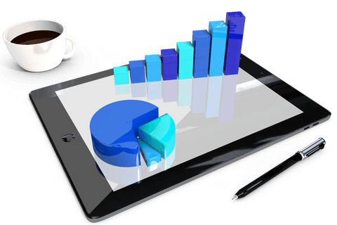 tablet with blue charts and coffee transparent background vector - Download Free Stock Videos Pikwizard.com