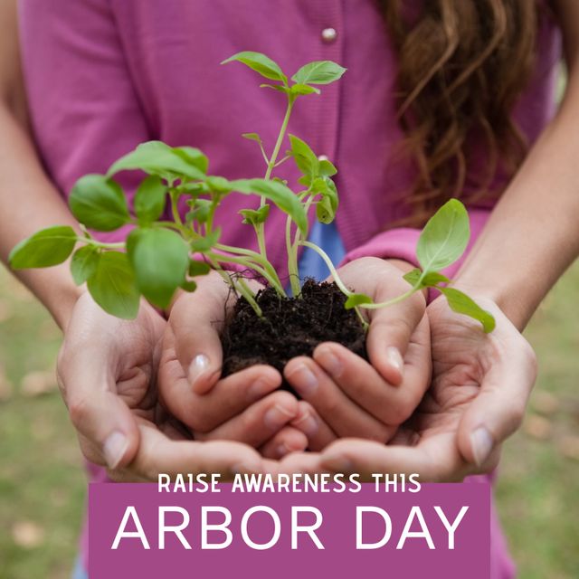 Caucasian Mother and Daughter Holding Seedling on Arbor Day - Download Free Stock Templates Pikwizard.com