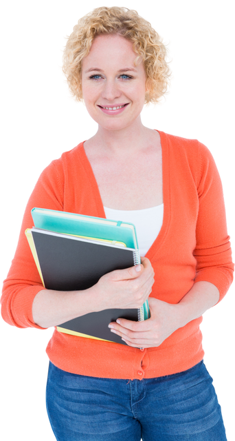 Transparent Happy Teacher Holding Notebooks Isolated on White Background - Download Free Stock Videos Pikwizard.com