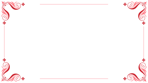 Elegant red ornamental border with flourishes, transparent background