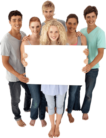 diverse teenagers holding transparent blank card display - Download Free Stock Videos Pikwizard.com