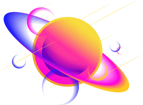 Neon Cosmic Ringed Planet on Transparent Background - Download Free Stock Videos Pikwizard.com