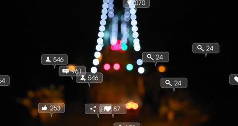 Social Media Interaction Icons on Abstract Background