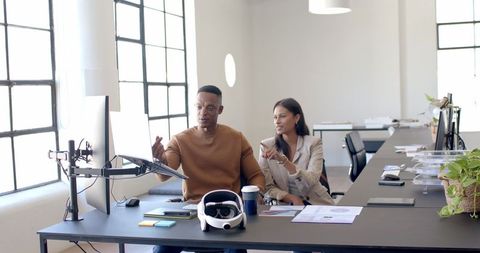 Business Colleagues Collaborating with VR Technology in Office - Download Free Stock Images Pikwizard.com