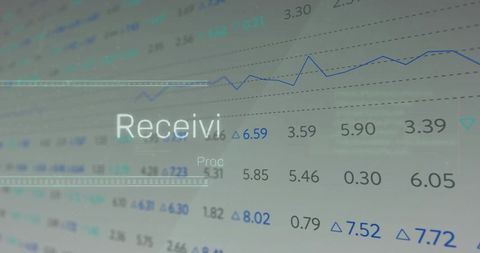 Digital Screen Showing Financial Analytics Graphs and Data