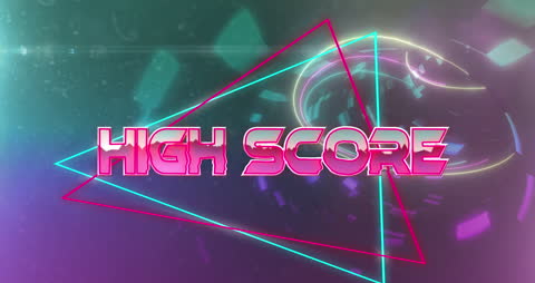 Retro High Score Animated Graphic with Neon Effects