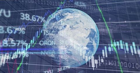 Global Business Finance Concept with Binary Overlay - Download Free Stock Images Pikwizard.com