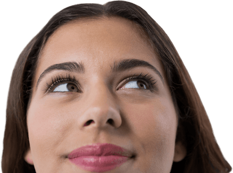 Smiling Woman Looking Away on Transparent Background